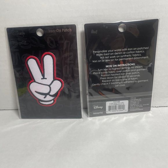 Loungefly Other - ANY IRON ON PATCH 5/$40 BUNDLE 
Loungefly Disney Mickey Mouse Hand Peace sign
